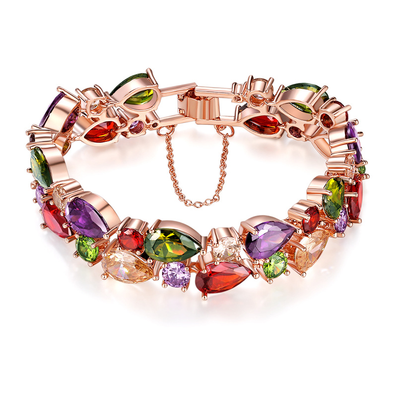 colorful zircon seven-color rose gold bracelet