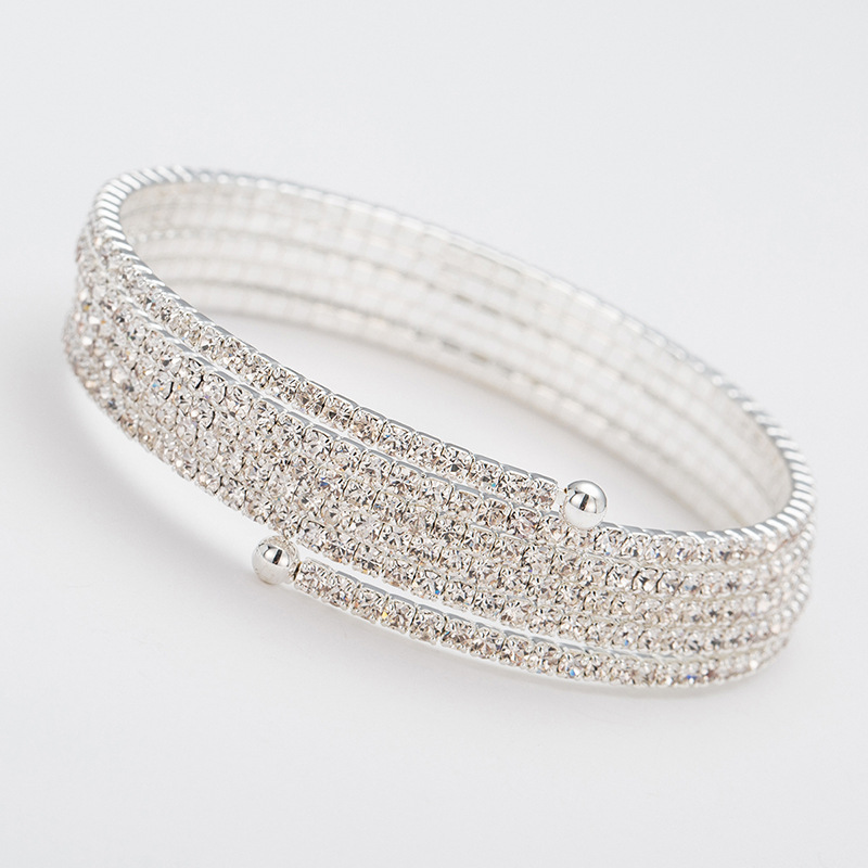 Second image of Elastic Fashion Multi-Layer Bracelet for Women - Simple Rhinestone Bangle
