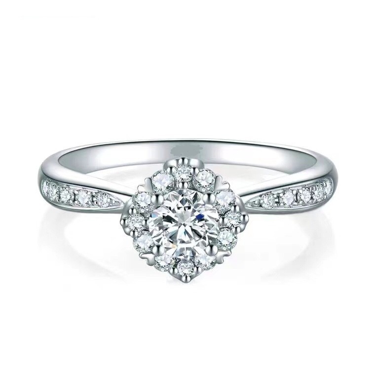 Diamond engagement ring, silver, simple design